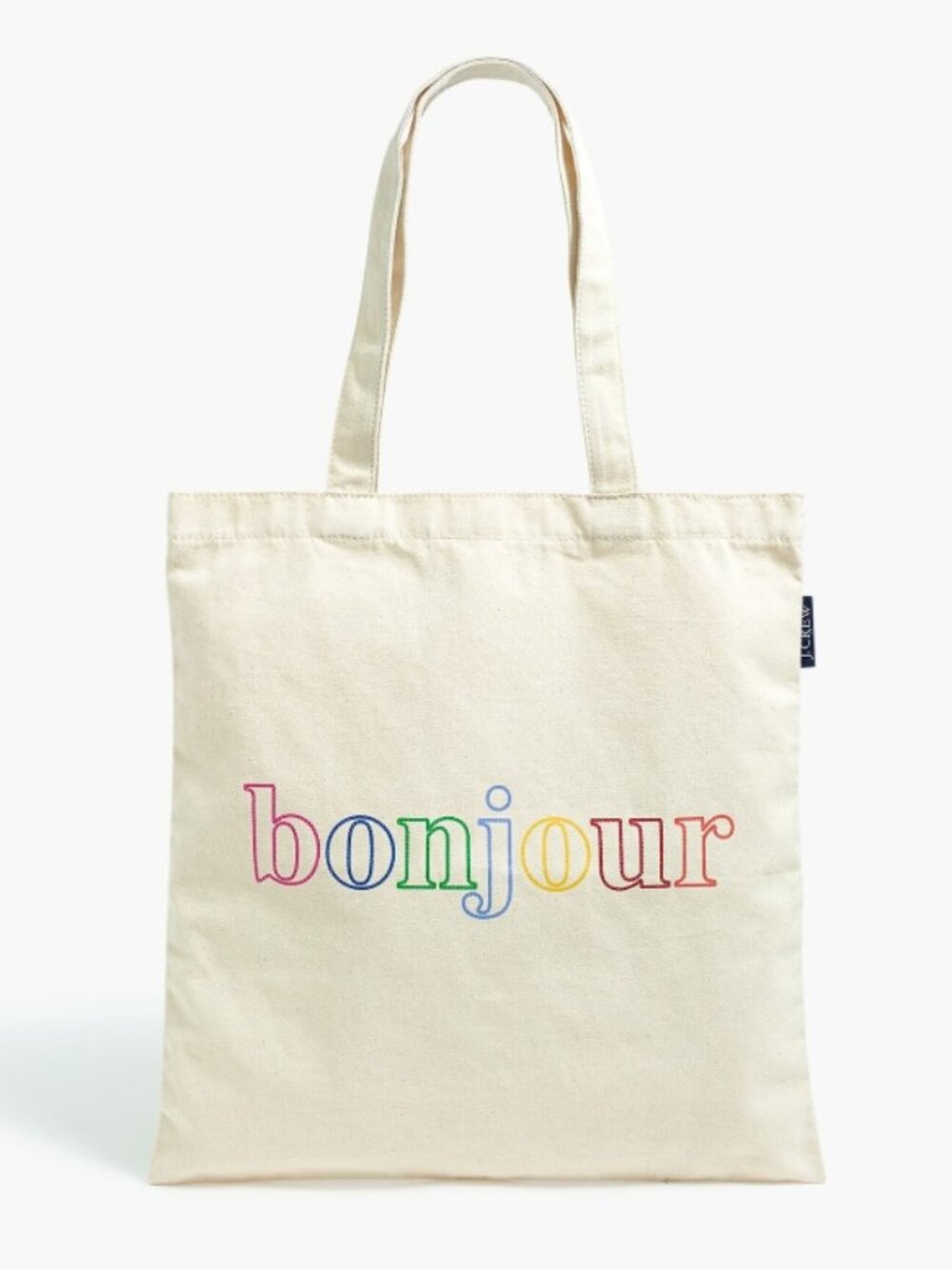 JCREW Factory Bonjour Lightweight Canvas Shopper Tote / Bag NWT